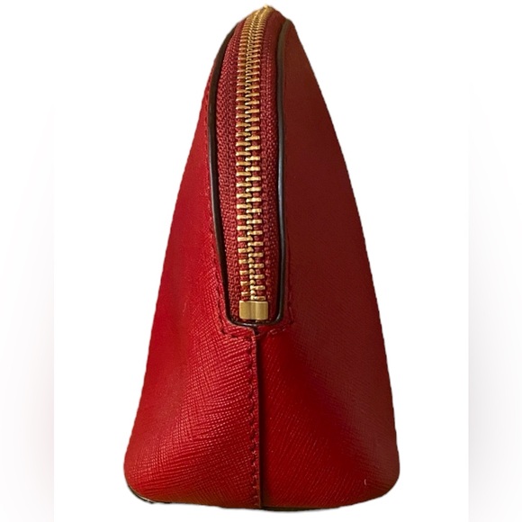 Michael Kors Red Cosmetic Bag with Gold Accents and Zip Pull 7.5x5x3 EUC - Picture 4 of 10